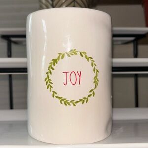 Rae Dunn JOY Wreath design Ceramic Jar Candle